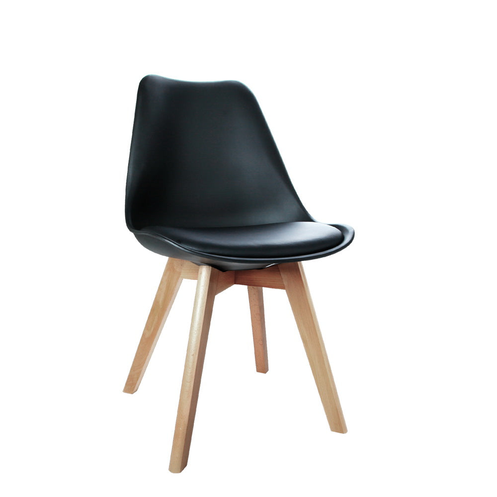 Artiss Dining Chairs Set of 4 Leather Plastic DSW Replica Wooden Black-Dining Chairs-PEROZ Accessories