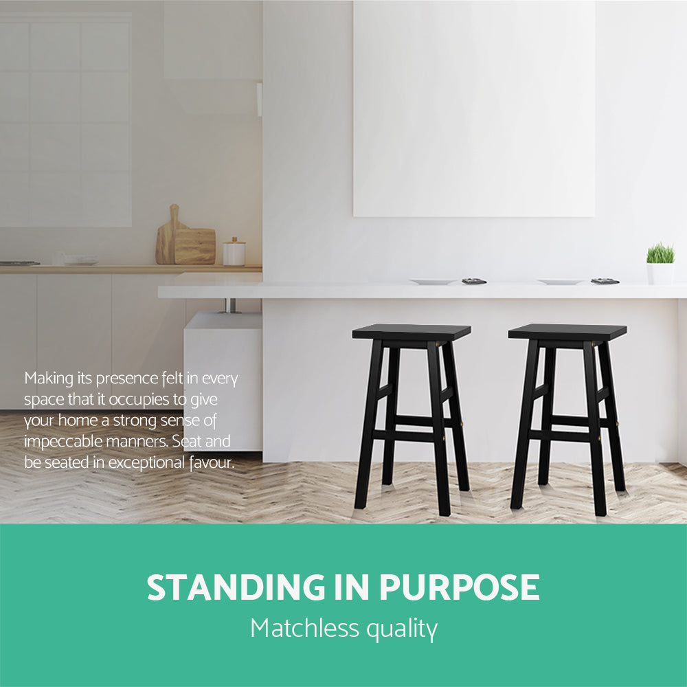 Artiss Bar Stools Kitchen Counter Stools Wooden Chairs Black x2-Bar Stools-PEROZ Accessories