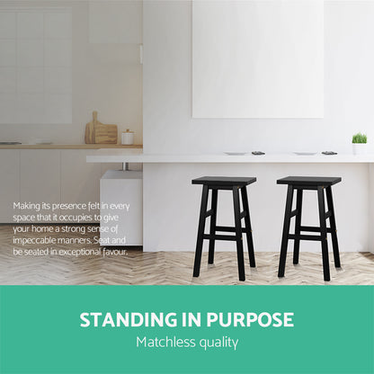 Artiss Bar Stools Kitchen Counter Stools Wooden Chairs Black x2-Bar Stools-PEROZ Accessories