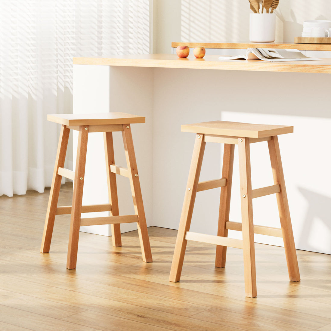 Artiss Bar Stools Kitchen Counter Stools Wooden Chairs Natural x2-Bar Stools-PEROZ Accessories