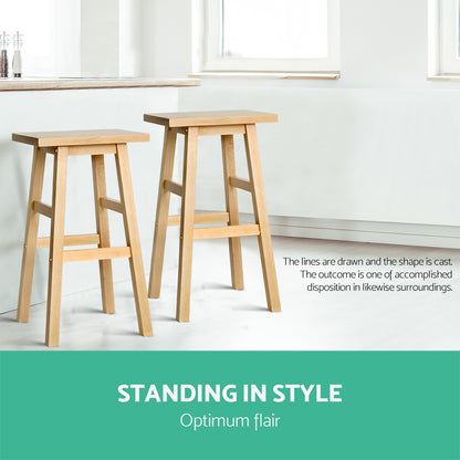 Artiss Bar Stools Kitchen Counter Stools Wooden Chairs Natural x2-Bar Stools-PEROZ Accessories