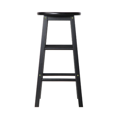 Artiss 2x Bar Stools Round Chairs Wooden Black-Bar Stools-PEROZ Accessories