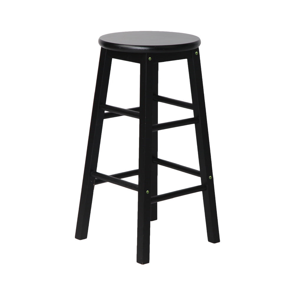 Artiss 2x Bar Stools Round Chairs Wooden Black-Bar Stools-PEROZ Accessories