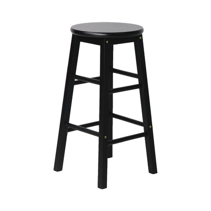 Artiss 2x Bar Stools Round Chairs Wooden Black-Bar Stools-PEROZ Accessories