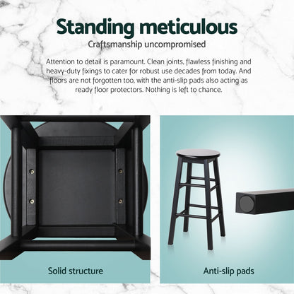 Artiss 4x Bar Stools Round Chairs Wooden Black-Furniture &gt; Bar Stools &amp; Chairs &gt; Table &amp; Bar Stools-PEROZ Accessories