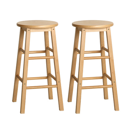 Artiss 2x Bar Stools Round Chairs Wooden Nature-Bar Stools-PEROZ Accessories