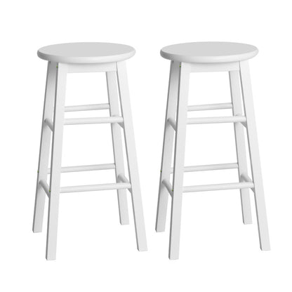 Artiss 2x Bar Stools Round Chairs Wooden White-Bar Stools-PEROZ Accessories