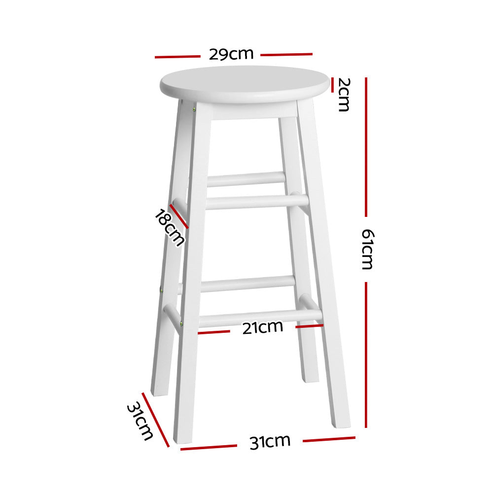 Artiss 2x Bar Stools Round Chairs Wooden White-Bar Stools-PEROZ Accessories