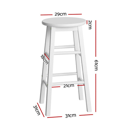 Artiss 2x Bar Stools Round Chairs Wooden White-Bar Stools-PEROZ Accessories
