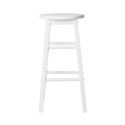 Artiss 2x Bar Stools Round Chairs Wooden White-Bar Stools-PEROZ Accessories