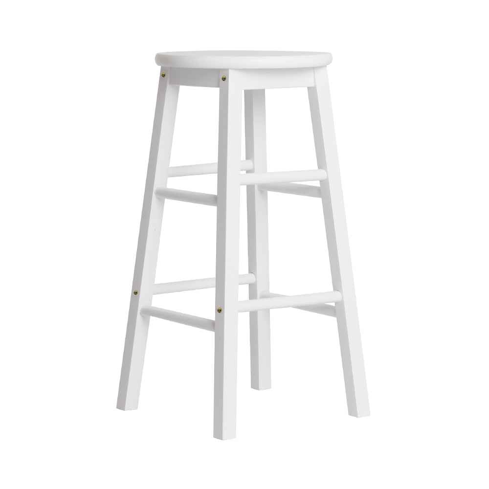 Artiss 2x Bar Stools Round Chairs Wooden White-Bar Stools-PEROZ Accessories