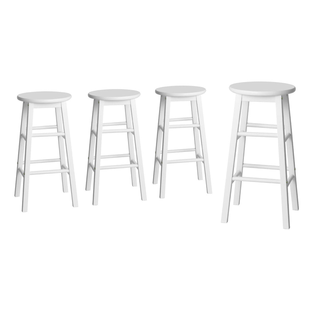 Artiss 4x Bar Stools Round Chairs Wooden White-Furniture &gt; Bar Stools &amp; Chairs &gt; Table &amp; Bar Stools-PEROZ Accessories