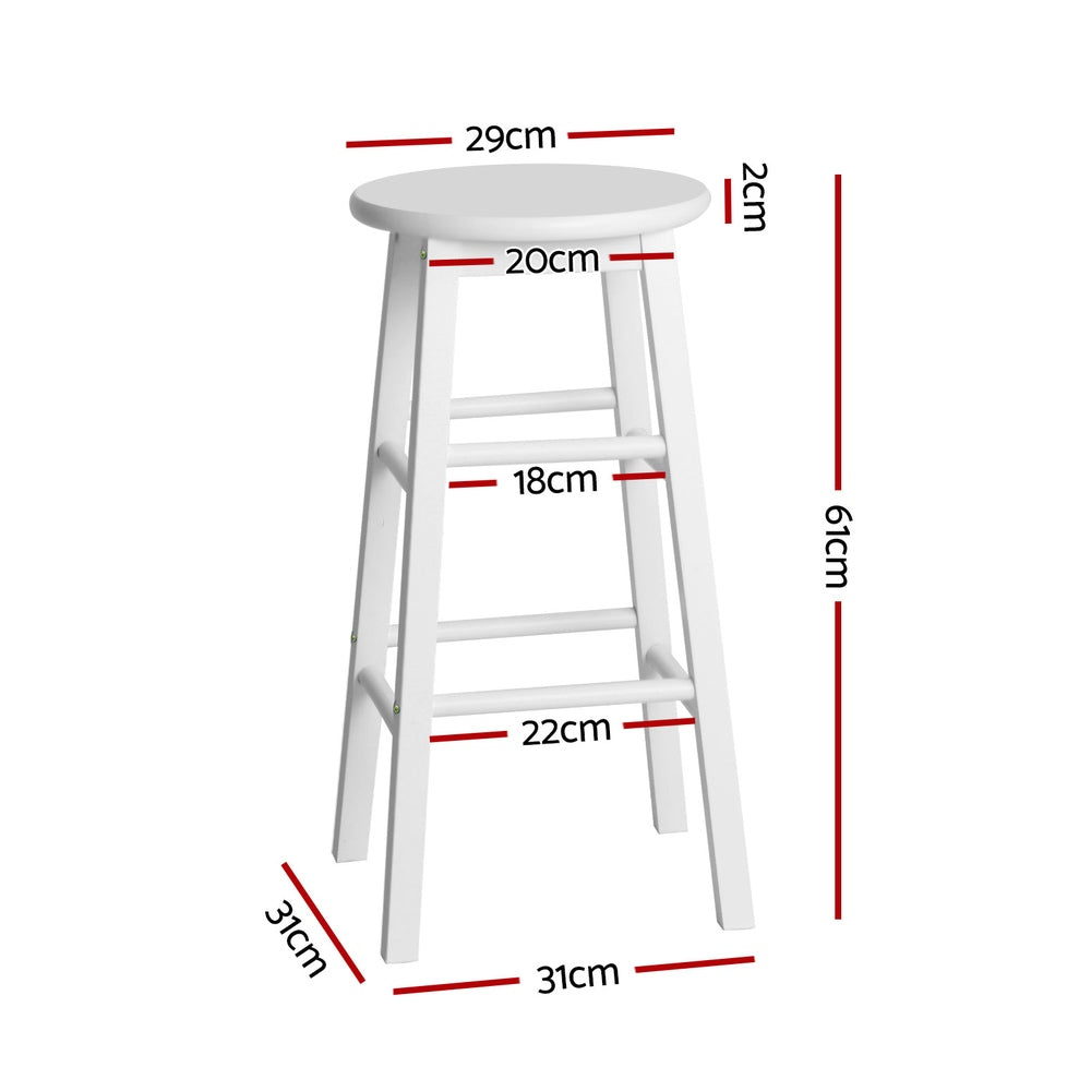 Artiss 4x Bar Stools Round Chairs Wooden White-Furniture &gt; Bar Stools &amp; Chairs &gt; Table &amp; Bar Stools-PEROZ Accessories