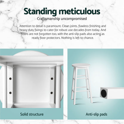 Artiss 4x Bar Stools Round Chairs Wooden White-Furniture &gt; Bar Stools &amp; Chairs &gt; Table &amp; Bar Stools-PEROZ Accessories
