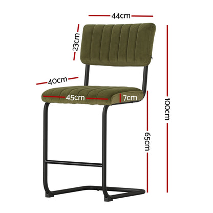 Artiss 2x Bar Stools Velvet Chairs Green-Furniture &gt; Bar Stools &amp; Chairs-PEROZ Accessories