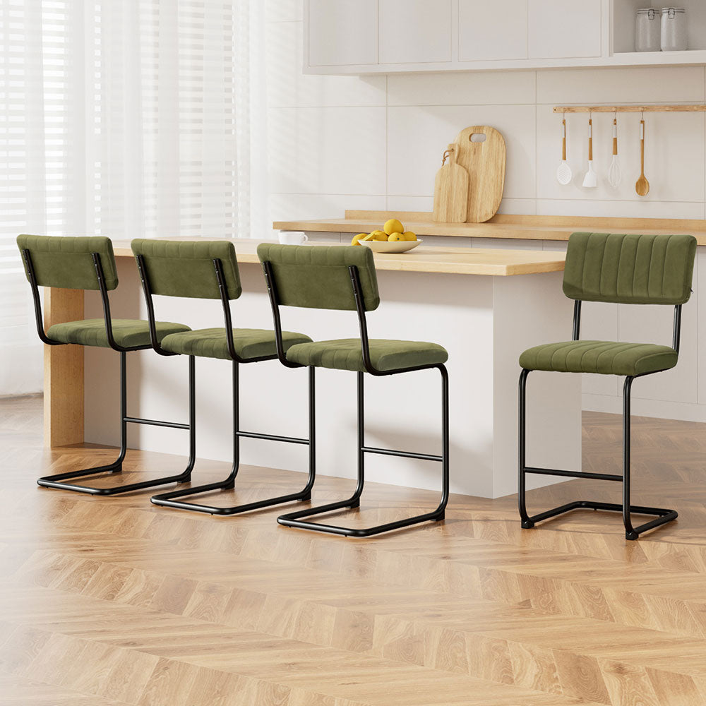 Artiss 4x Bar Stools Velvet Chairs Green-Furniture &gt; Bar Stools &amp; Chairs &gt; Table &amp; Bar Stools-PEROZ Accessories
