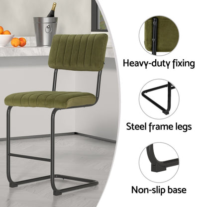 Artiss 4x Bar Stools Velvet Chairs Green-Furniture &gt; Bar Stools &amp; Chairs &gt; Table &amp; Bar Stools-PEROZ Accessories