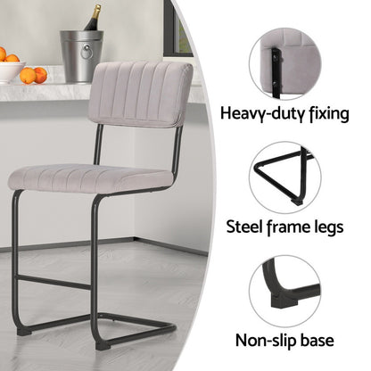 Artiss 4x Bar Stools Velvet Chairs Grey-Furniture &gt; Bar Stools &amp; Chairs &gt; Table &amp; Bar Stools-PEROZ Accessories