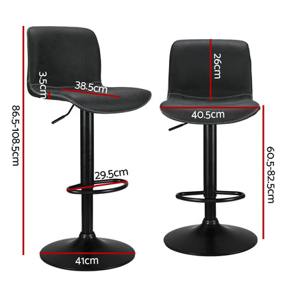 Artiss 2x Bar Stools Kitchen Swivel Bar Stool Gas Lift Chairs Barstools Black-Furniture &gt; Bar Stools &amp; Chairs-PEROZ Accessories