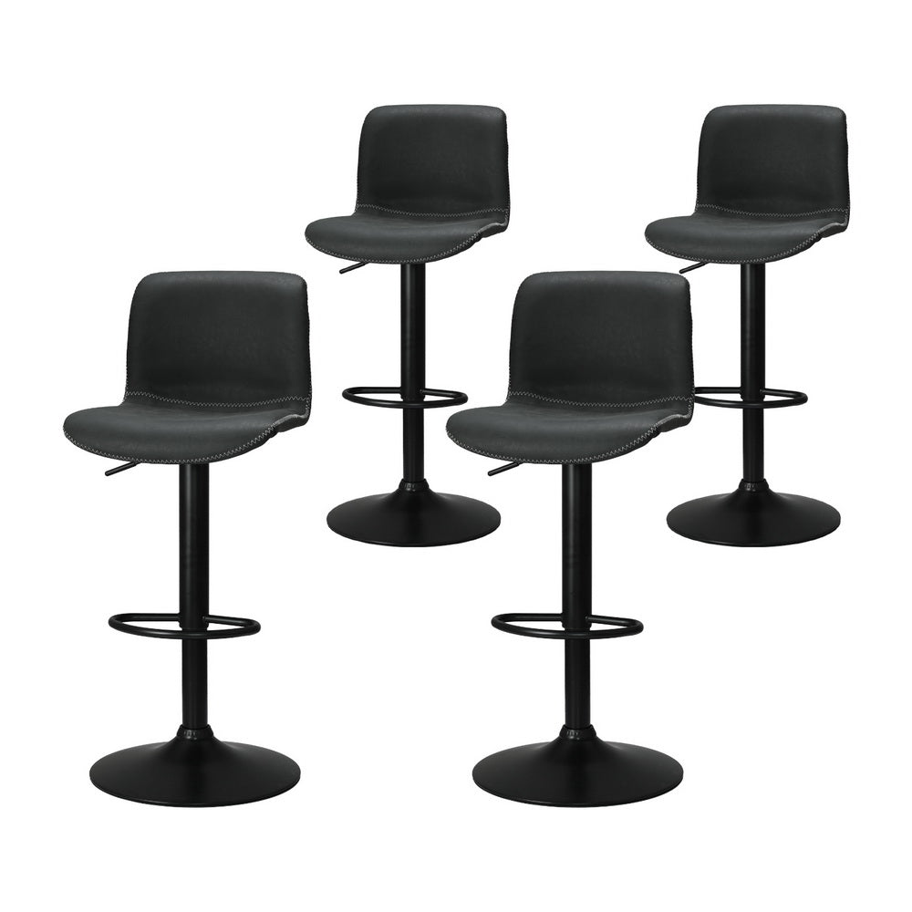 Artiss 4x Bar Stools Kitchen Swivel Gas Lift Chairs Black-Furniture &gt; Bar Stools &amp; Chairs &gt; Table &amp; Bar Stools-PEROZ Accessories