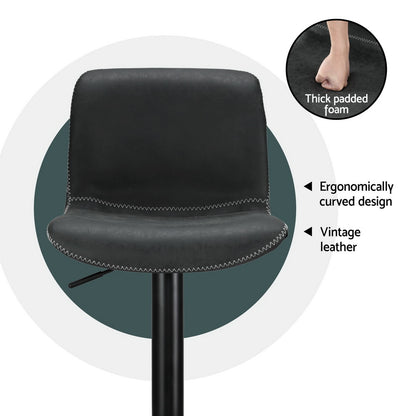 Artiss 4x Bar Stools Kitchen Swivel Gas Lift Chairs Black-Furniture &gt; Bar Stools &amp; Chairs &gt; Table &amp; Bar Stools-PEROZ Accessories