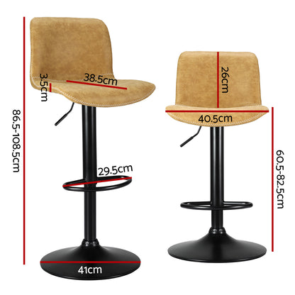 Artiss 2x Bar Stools Kitchen Swivel Bar Stool Gas Lift Chairs Barstools Brown-Furniture &gt; Bar Stools &amp; Chairs-PEROZ Accessories