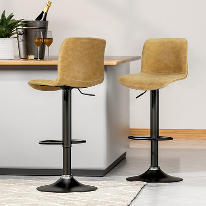 Artiss 2x Bar Stools Kitchen Swivel Bar Stool Gas Lift Chairs Barstools Brown-Furniture &gt; Bar Stools &amp; Chairs-PEROZ Accessories
