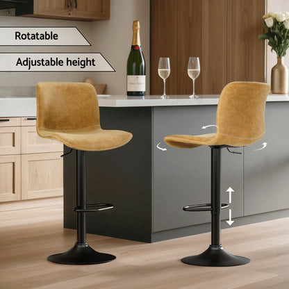 Artiss 2x Bar Stools Kitchen Swivel Bar Stool Gas Lift Chairs Barstools Brown-Furniture &gt; Bar Stools &amp; Chairs-PEROZ Accessories