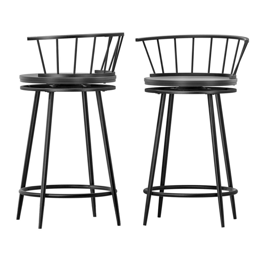 Artiss 2x Bar Stools Swivel Metal Chairs-Furniture > Bar Stools &amp; Chairs-PEROZ Accessories
