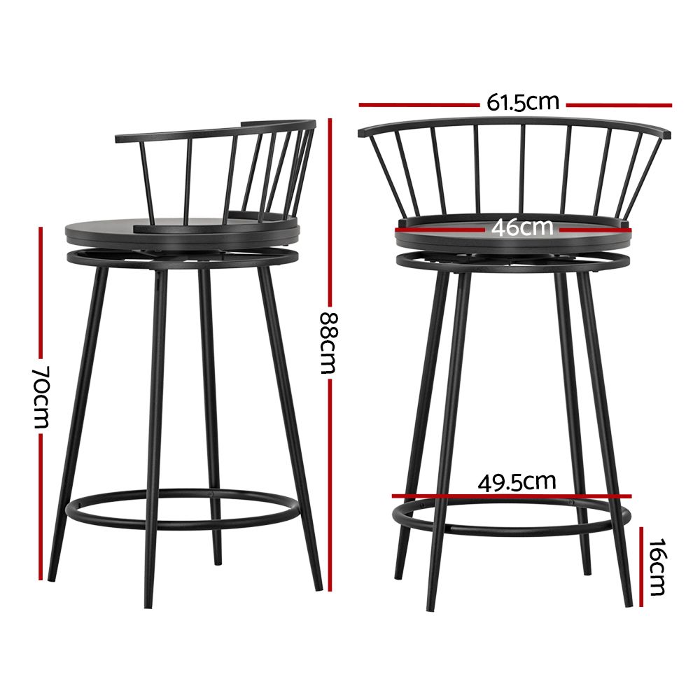 Artiss 2x Bar Stools Swivel Metal Chairs-Furniture > Bar Stools &amp; Chairs-PEROZ Accessories