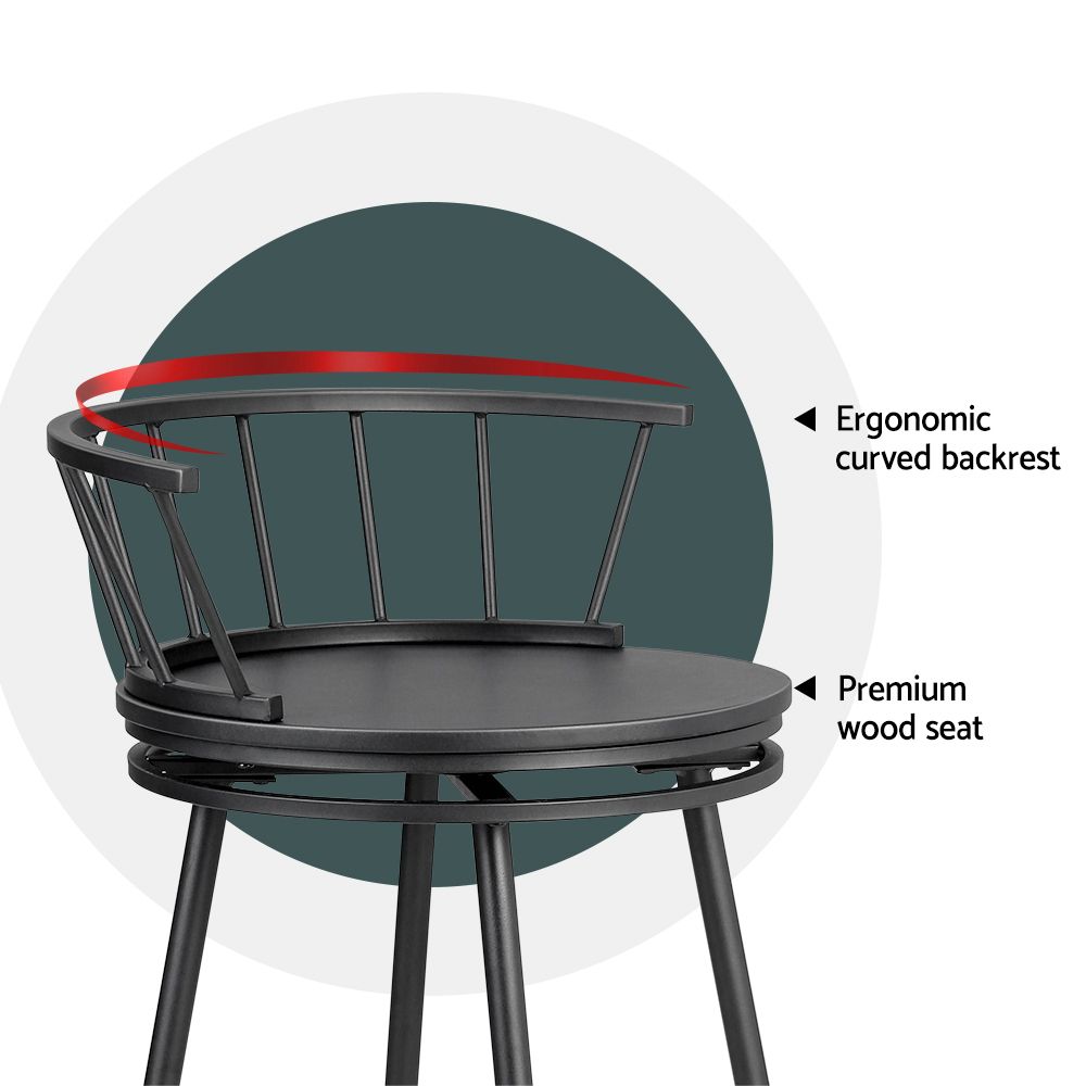 Artiss 2x Bar Stools Swivel Metal Chairs-Furniture > Bar Stools &amp; Chairs-PEROZ Accessories