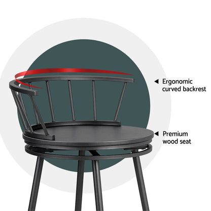 Artiss 2x Bar Stools Swivel Metal Chairs-Furniture > Bar Stools &amp; Chairs-PEROZ Accessories
