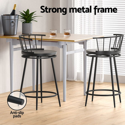 Artiss 2x Bar Stools Swivel Metal Chairs-Furniture > Bar Stools &amp; Chairs-PEROZ Accessories