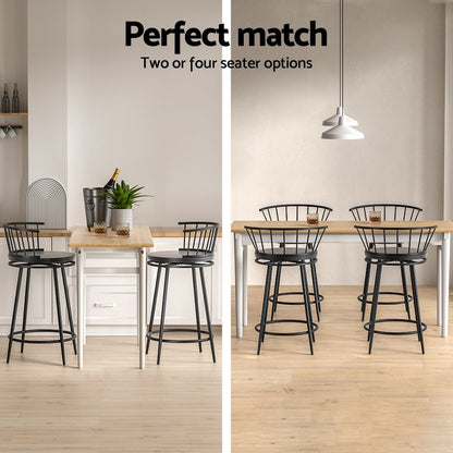 Artiss 2x Bar Stools Swivel Metal Chairs-Furniture > Bar Stools &amp; Chairs-PEROZ Accessories