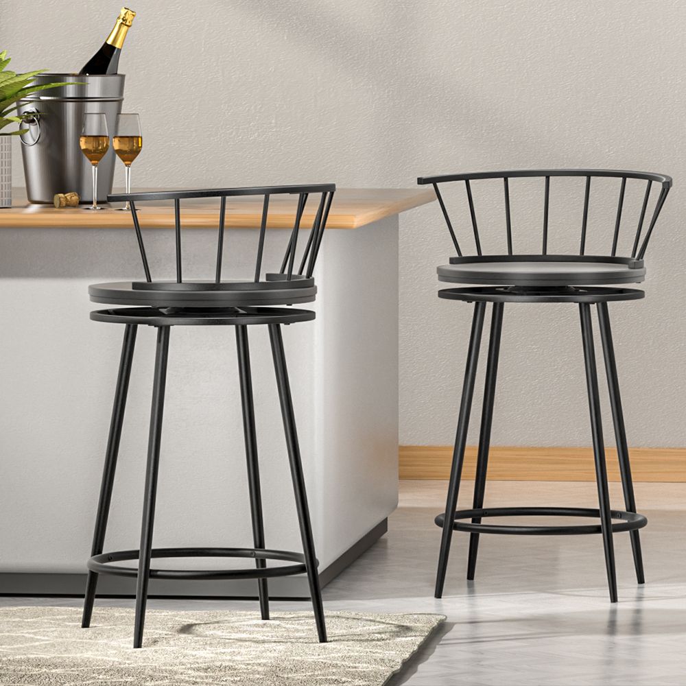 Artiss 2x Bar Stools Swivel Metal Chairs-Furniture > Bar Stools &amp; Chairs-PEROZ Accessories