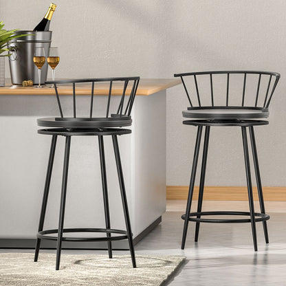 Artiss 2x Bar Stools Swivel Metal Chairs-Furniture > Bar Stools &amp; Chairs-PEROZ Accessories