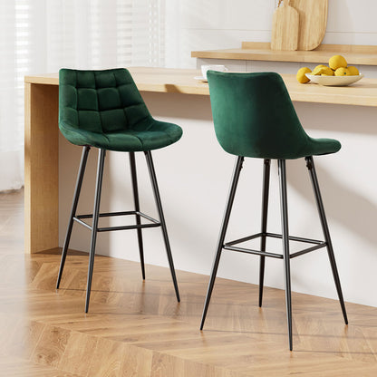 Artiss 2x Bar Stools Velvet Chairs Green-Furniture &gt; Bar Stools &amp; Chairs-PEROZ Accessories