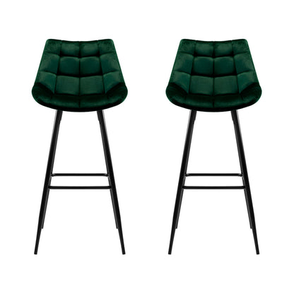 Artiss 2x Bar Stools Velvet Chairs Green-Furniture &gt; Bar Stools &amp; Chairs-PEROZ Accessories