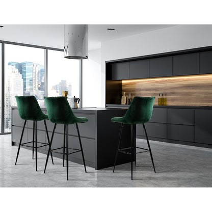 Artiss 2x Bar Stools Velvet Chairs Green-Furniture &gt; Bar Stools &amp; Chairs-PEROZ Accessories