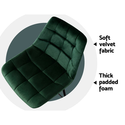 Artiss 2x Bar Stools Velvet Chairs Green-Furniture &gt; Bar Stools &amp; Chairs-PEROZ Accessories