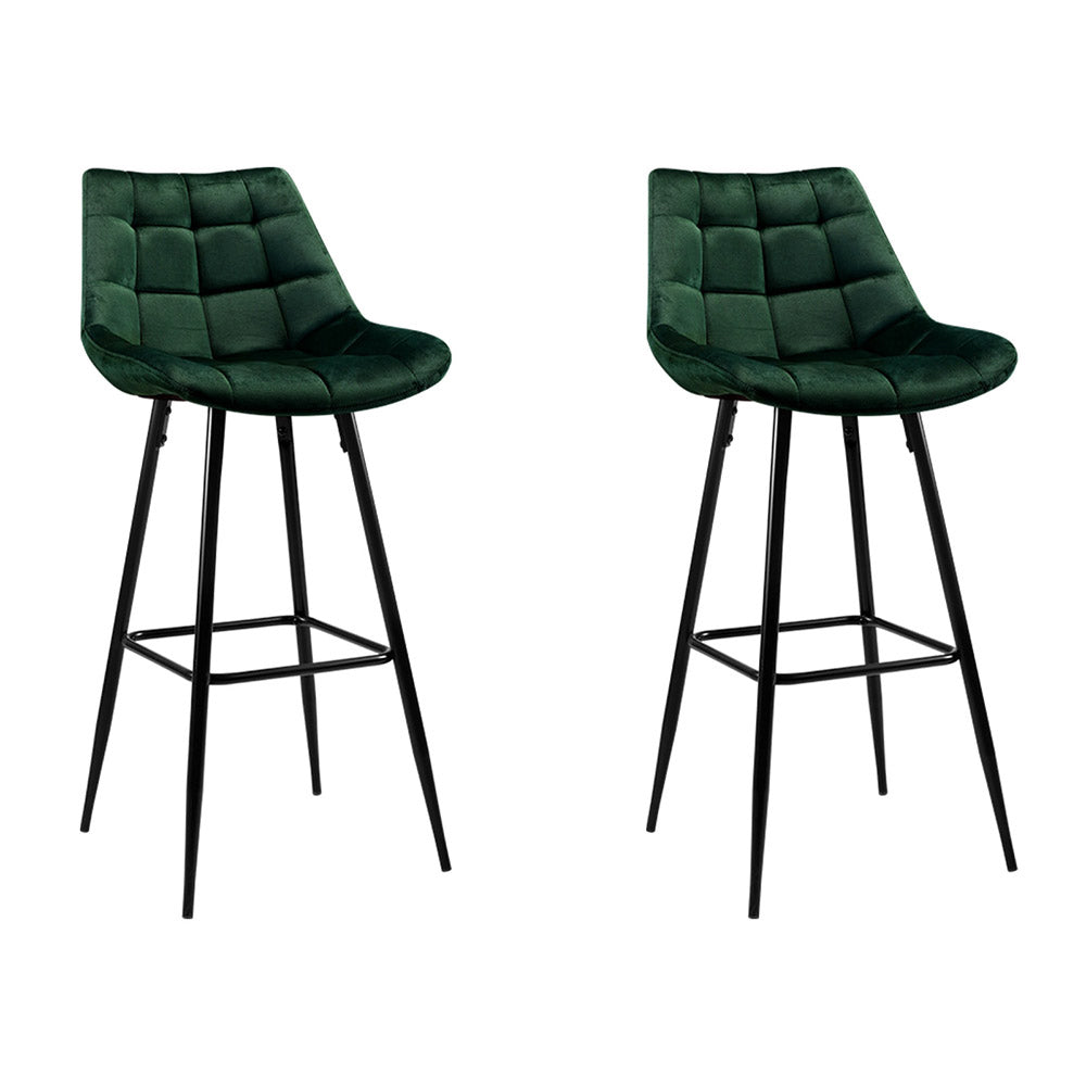 Artiss 2x Bar Stools Velvet Chairs Green-Furniture &gt; Bar Stools &amp; Chairs-PEROZ Accessories