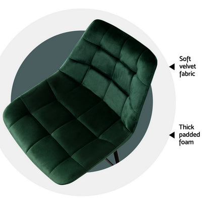 Artiss 4x Bar Stools Velvet Chairs Green-Furniture &gt; Bar Stools &amp; Chairs &gt; Table &amp; Bar Stools-PEROZ Accessories