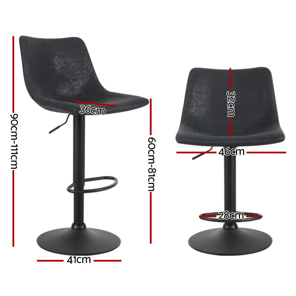 Artiss 4x Bar Stools Vintage Leather Swivel Gas Lift Black-Furniture &gt; Bar Stools &amp; Chairs &gt; Table &amp; Bar Stools-PEROZ Accessories
