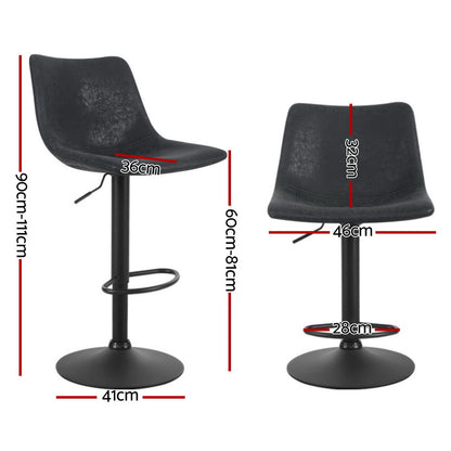 Artiss 4x Bar Stools Vintage Leather Swivel Gas Lift Black-Furniture &gt; Bar Stools &amp; Chairs &gt; Table &amp; Bar Stools-PEROZ Accessories