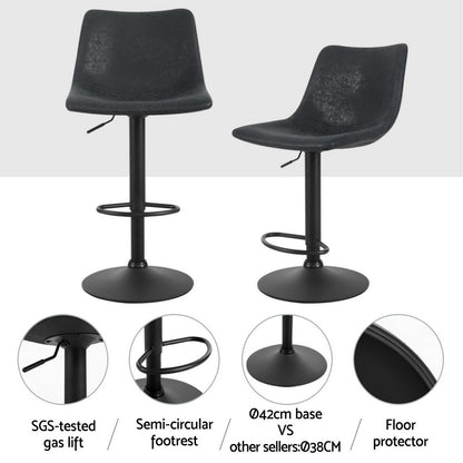Artiss 4x Bar Stools Vintage Leather Swivel Gas Lift Black-Furniture &gt; Bar Stools &amp; Chairs &gt; Table &amp; Bar Stools-PEROZ Accessories