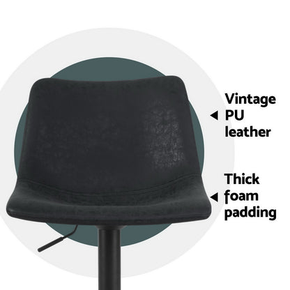 Artiss 4x Bar Stools Vintage Leather Swivel Gas Lift Black-Furniture &gt; Bar Stools &amp; Chairs &gt; Table &amp; Bar Stools-PEROZ Accessories