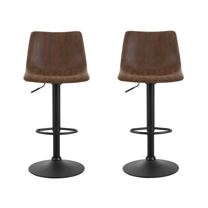 Artiss 2x Bar Stools Vintage Leather Swivel Gas Lift Brown-Furniture &gt; Bar Stools &amp; Chairs-PEROZ Accessories