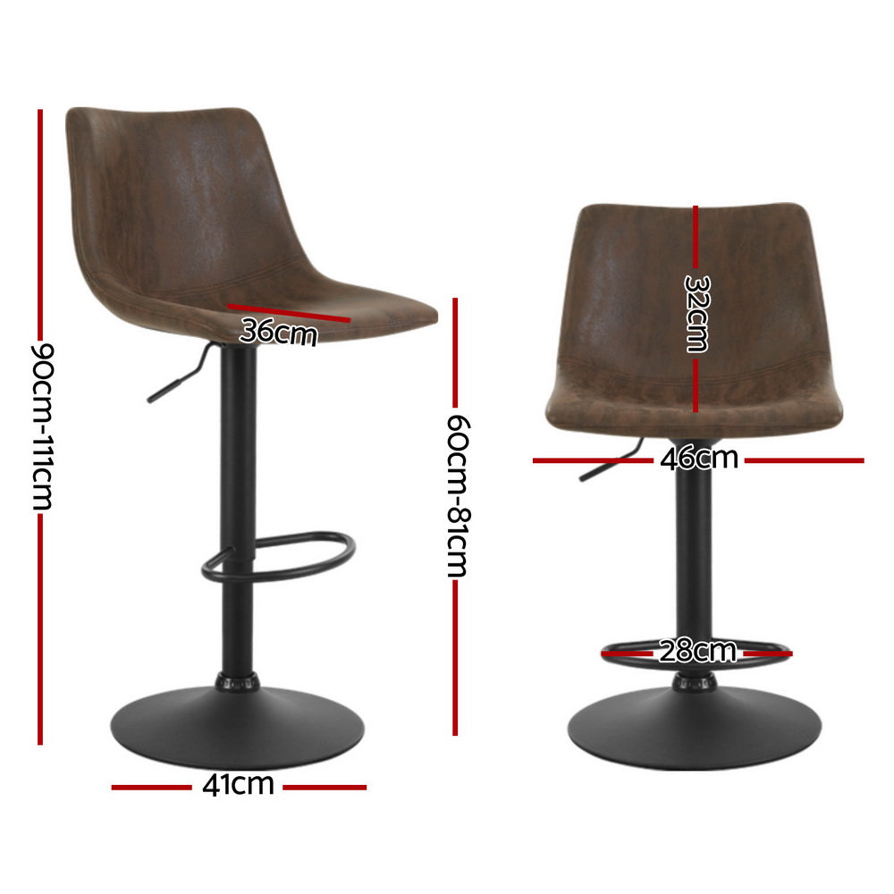 Artiss 4x Bar Stools Vintage Leather Swivel Gas Lift Brown-Furniture &gt; Bar Stools &amp; Chairs &gt; Table &amp; Bar Stools-PEROZ Accessories