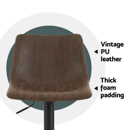 Artiss 4x Bar Stools Vintage Leather Swivel Gas Lift Brown-Furniture &gt; Bar Stools &amp; Chairs &gt; Table &amp; Bar Stools-PEROZ Accessories