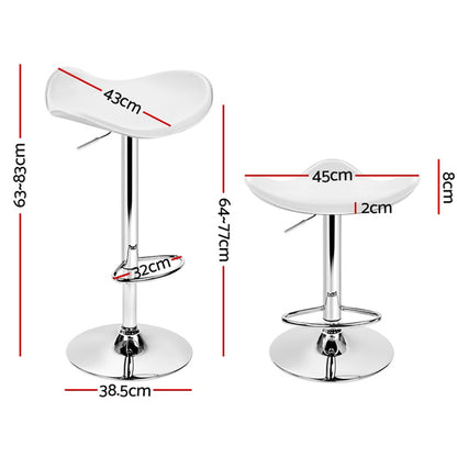 Artiss 4x Bar Stools Leather Gas Lift Chair White-Furniture &gt; Bar Stools &amp; Chairs-PEROZ Accessories